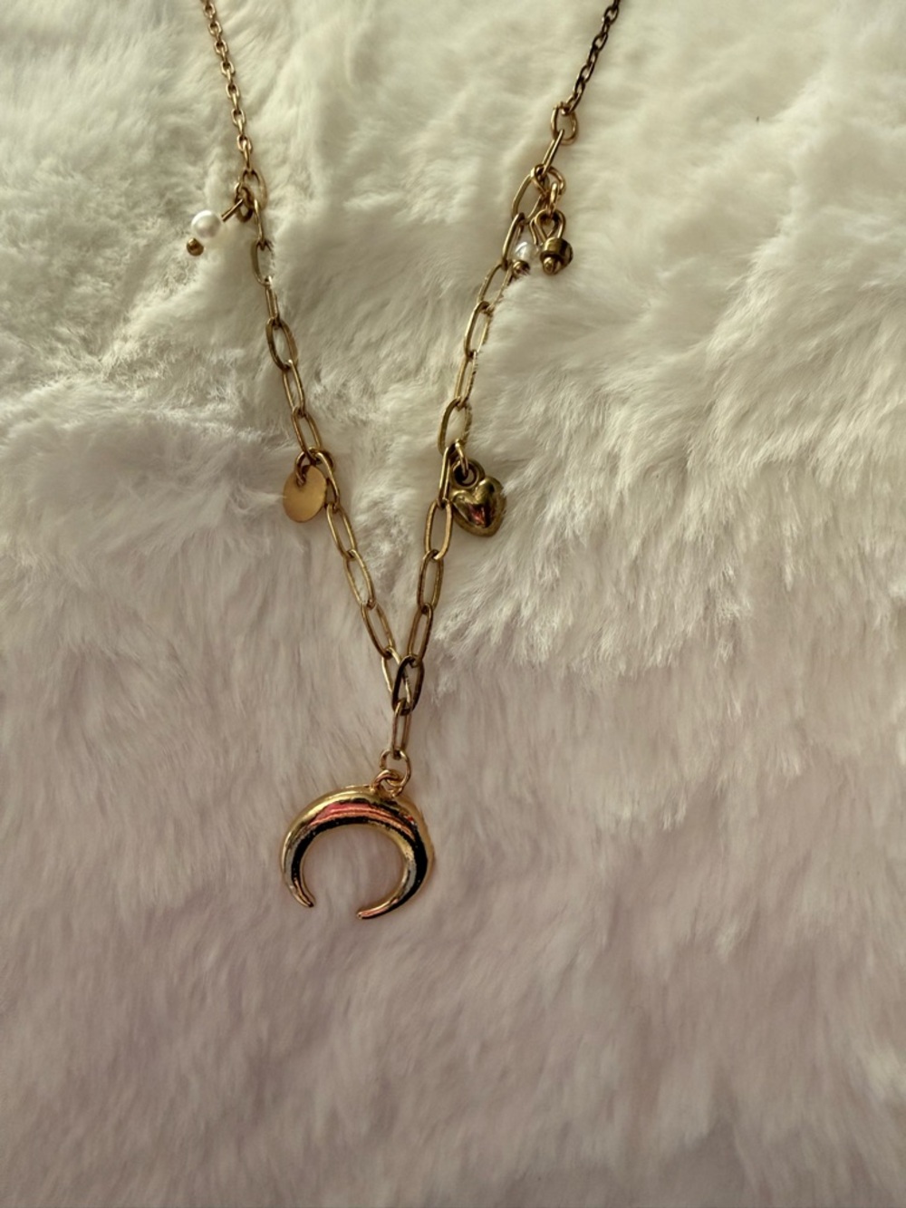 Gold Crescent Charm Necklace - Women Jewelry
